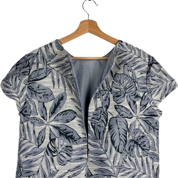 J. MCLAUGHLIN FRANCINE INDIGO LEAFLET SLATE BLUE CAP SLEEVE SHEATH DRESS - Picture 8 of 14